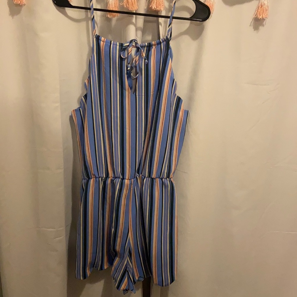 Striped, Scalloped Detailed Romper - Worn Once